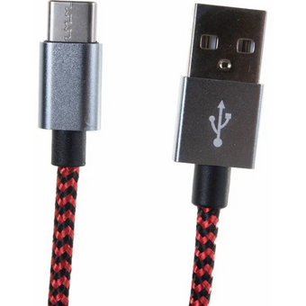  Кабель PERFEO U4901 USB2.0 A вилка - USB Type-C вилка, черно-красный, длина 1м 