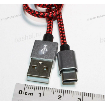  Кабель PERFEO U4901 USB2.0 A вилка - USB Type-C вилка, черно-красный, длина 1м 