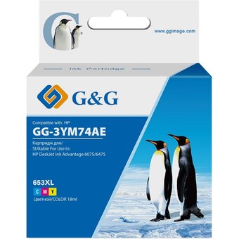  Картридж струйный G&G GG-3YM74AE 653 многоцветный (18мл) для HP DeskJet Plus Ink Advantage 6075/6475 
