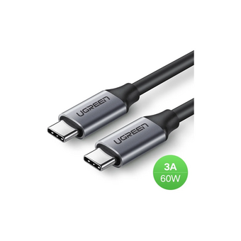  Кабель UGREEN US161 50751 USB 3.1 Type C Male to C Male Cable Nickel Plating Aluminum Shell 1.5m Gray 