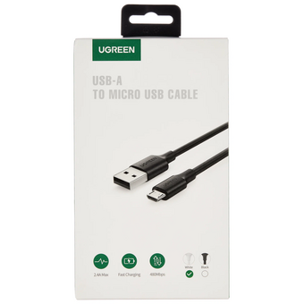  Кабель UGREEN US289 60141 USB 2.0 A to Micro USB Cable Nickel Plating 1m White 