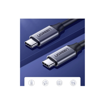  Кабель UGREEN US161 50751 USB 3.1 Type C Male to C Male Cable Nickel Plating Aluminum Shell 1.5m Gray 