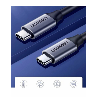  Кабель UGREEN US161 50751 USB 3.1 Type C Male to C Male Cable Nickel Plating Aluminum Shell 1.5m Gray 