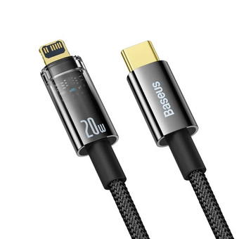  Дата-кабель Baseus Explorer (CATS000101) Auto Power-Off Fast Charging Type-C to IP 20W 2m Black 