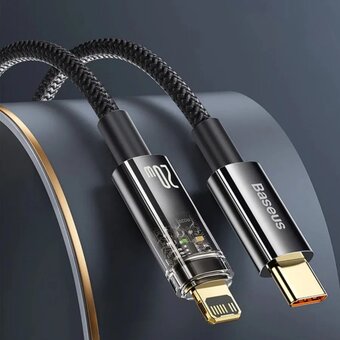  Дата-кабель Baseus Explorer (CATS000101) Auto Power-Off Fast Charging Type-C to IP 20W 2m Black 