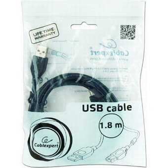  Кабель Cablexpert CCF2-USB2-AMBM-6 USB 2.0 Pro, AM/BM, 1.8м, экран, 2феррит.кольца, черный, пакет 