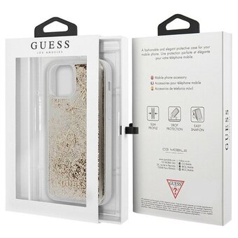  Чехол Guess для iPhone 12 mini (5.4) Liquid Glitter Charms HardGold GUHCP12SGLHFLGO 
