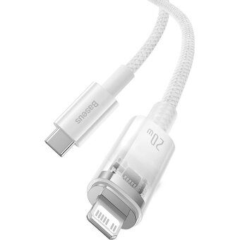  Дата-кабель Baseus Explorer (CATS010302) Fast Charging Cable with Smart Temperature Control Type-C to iP 20W 2m White 