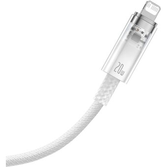 Дата-кабель Baseus Explorer (CATS010302) Fast Charging Cable with Smart Temperature Control Type-C to iP 20W 2m White 