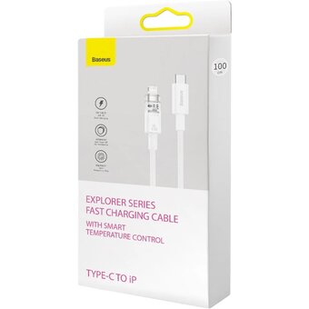  Дата-кабель Baseus Explorer (CATS010302) Fast Charging Cable with Smart Temperature Control Type-C to iP 20W 2m White 