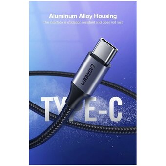  Кабель UGREEN US288 60125 USB-A 2.0 to USB-C Cable Nickel Plating Aluminum Braid 0,5m Black 