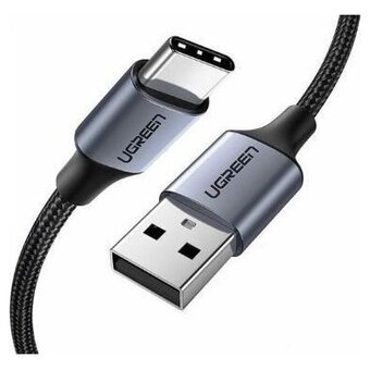  Кабель UGREEN US288 60125 USB-A 2.0 to USB-C Cable Nickel Plating Aluminum Braid 0,5m Black 