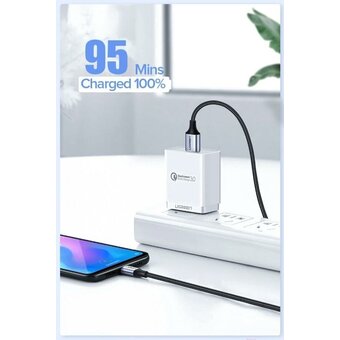  Кабель UGREEN US288 60125 USB-A 2.0 to USB-C Cable Nickel Plating Aluminum Braid 0,5m Black 