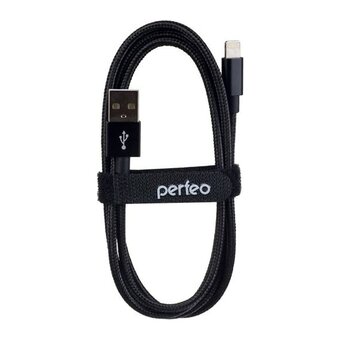  Кабель для iPhone PERFEO I4319 USB-8 PIN Lightning силикон, черный, 2м, бокс 