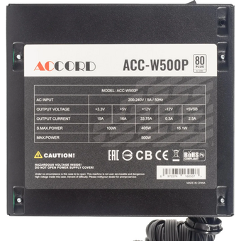  Блок питания Accord ACC-W500P ATX 500W 80 Plus White (20+4pin) 120mm fan 6xSATA 