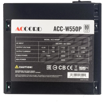  Блок питания Accord ACC-W550P ATX 550W 80 Plus White (20+4pin) 120mm fan 6xSATA 