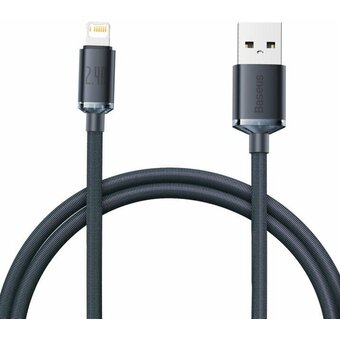  Дата-кабель Baseus Crystal Shine (CAJY000101) Fast Charging USB to iP 2.4A 2m Black 