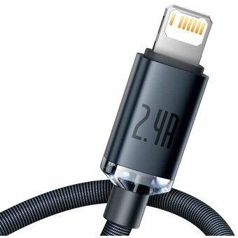  Дата-кабель Baseus Crystal Shine (CAJY000101) Fast Charging USB to iP 2.4A 2m Black 