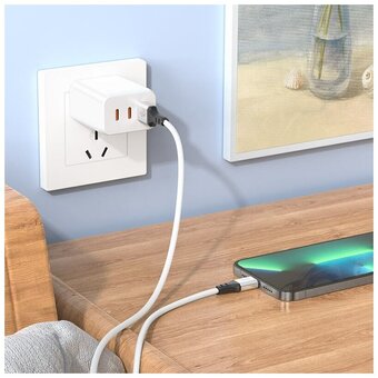  Дата-кабель HOCO X86 Spear silicone charging data cable for Lightning, 1м (белый) 
