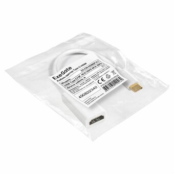  Кабель-адаптер ExeGate EX-CM-HDMI2F-0.1 EX294721RUS Type C-HDMI USB Type C/19F 4K 120HZ 8K 30Hz 0,1м 