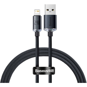  Дата-кабель Baseus Crystal Shine (CAJY000101) Fast Charging USB to iP 2.4A 2m Black 