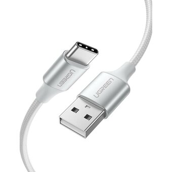  Кабель UGREEN US288 60133 USB-A 2.0 to USB-C Cable Nickel Plating Aluminum Braid 2m Silver 