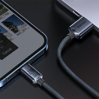  Дата-кабель Baseus Crystal Shine (CAJY000101) Fast Charging USB to iP 2.4A 2m Black 