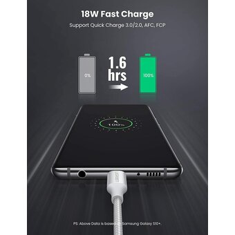  Кабель UGREEN US288 60133 USB-A 2.0 to USB-C Cable Nickel Plating Aluminum Braid 2m Silver 