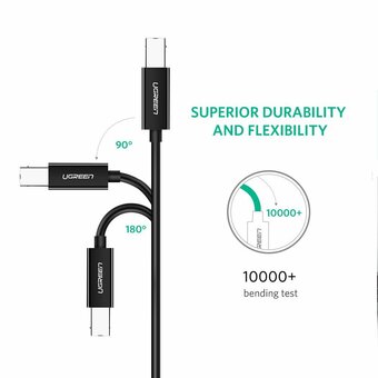  Кабель UGREEN US241 80811 USB-C to USB 2.0 Print Cable 1m Black 