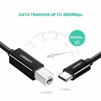  Кабель UGREEN US241 80811 USB-C to USB 2.0 Print Cable 1m Black 