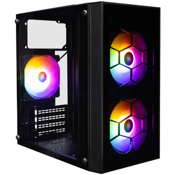  Корпус 1STPLAYER FIREBASE X1 Black (X1-BK-3F1) / mATX / 3x120mm LED fans 