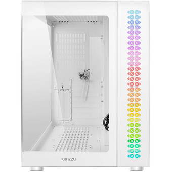  Корпус Ginzzu V580, RGB подсветка, закаленное стекло 1*USB 3.0,1*USB 2.0, AU Белый ATX 