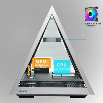  Корпус Azza Pyramid L черный/серебристый (CSAZ-804L Pyramid) без БП ATX 6x120mm 2xUSB3.0 audio bott PSU 