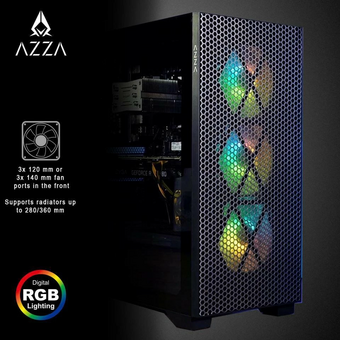  Корпус Azza Hive черный (CSAZ-450 Hive) без БП ATX 8x120mm 5x140mm 2xUSB2.0 1xUSB3.0 audio bott PSU 