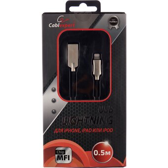  Кабель USB Cablexpert CC-P-APUSB02Bk-0.5M Platinum для Apple MFI AM/Lightning 0.5м черный 