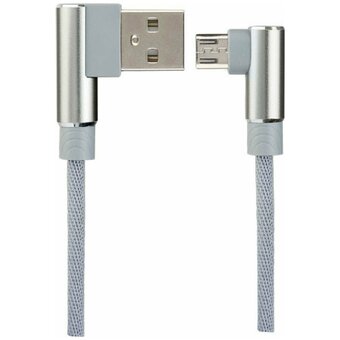  Кабель PERFEO U4805 USB2.0 A вилка - Micro USB вилка, угловой, серый, длина 1м, бокс 