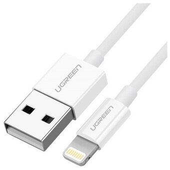  Кабель UGREEN US155 20730 USB-A Male to Lightning Male Cable Nickel Plating ABS Shell 2m White 