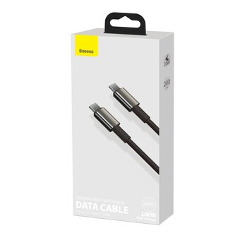  Дата-кабель Baseus Tungsten Gold (CATWJ-A01) Fast Charging Type-C to Type-C 100W 2m Black 