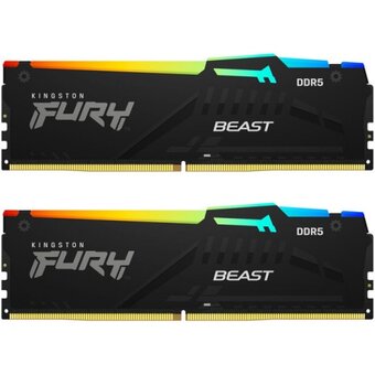  ОЗУ Kingston Fury Beast Black RGB KF556C36BBEAK2-64 64GB DDR5 5600 EXPO Non-ECC Unbuffered DIMM (Kit 2*32gb) 2RX8 36-38-38 1.25V 288-pin 16Gbit 