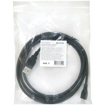  Кабель Defender USB08-06 (87459) USB2.0 для соединения USB2.0 AM-MicroBM 1.8м PolyBag 