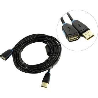  Кабель удлинитель Vention CBCBJ USB 2.0 AM/AF 5м чёрный 
