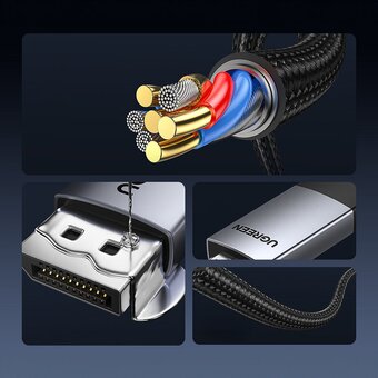 Кабель UGREEN DP119 15773 DP to HDMI 4K Cable 1m Black/Silver 