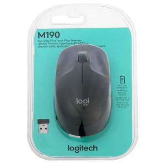  Мышь Logitech M190 (910-005913) черный/темно-серый оптическая (1000dpi) беспроводная USB (2but) 