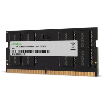  ОЗУ Digma DGMAS54800016S DDR5 16GB 4800MHz RTL PC5-38400 CL40 SO-DIMM 262-pin 1.1В single rank Ret 