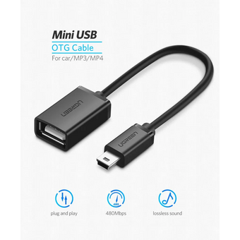  Кабель UGREEN US249 10383 Mini USB Male to USB Female OTG Cable Black 