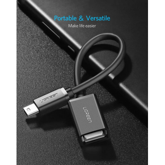  Кабель UGREEN US249 10383 Mini USB Male to USB Female OTG Cable Black 