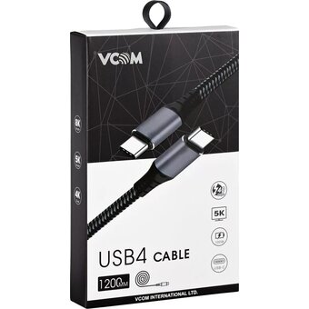 Кабель VCOM CU540M-1.2M Thuderbolt4/USB4 Type C 5K@60Hz 40GBps PD 100W 5A 1.2м 