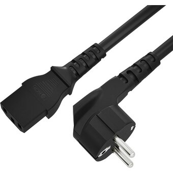  Кабель питания Greenconnect Prof GCR-54381 Евровилка угловая - С13 3*1,0mm 10.0m черный 