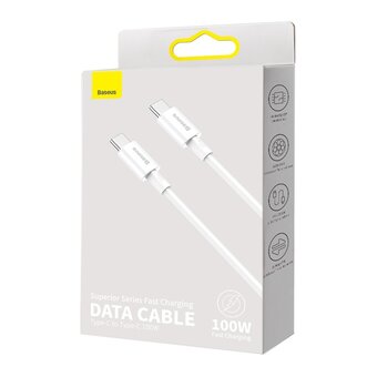  Дата-кабель Baseus Superior (CATYS-C02) Fast Charging Type-C to Type-C 100W 2m White 