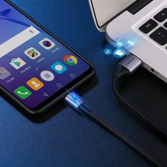  Кабель UGREEN US290 60146 USB 2.0 A to Micro USB Cable Nickel Plating Alu Braid 1m Grey/Black 